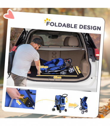 Pet Stroller Cat Dog Jogger Puppy Pushchair Travel Cart Carrier Walk 4 Wheels