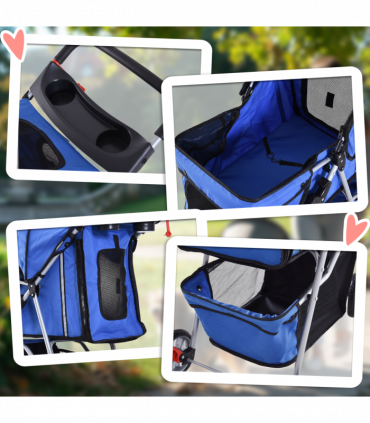 Pet Stroller Cat Dog Jogger Puppy Pushchair Travel Cart Carrier Walk 4 Wheels