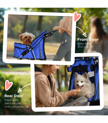 Pet Stroller Cat Dog Jogger Puppy Pushchair Travel Cart Carrier Walk 4 Wheels