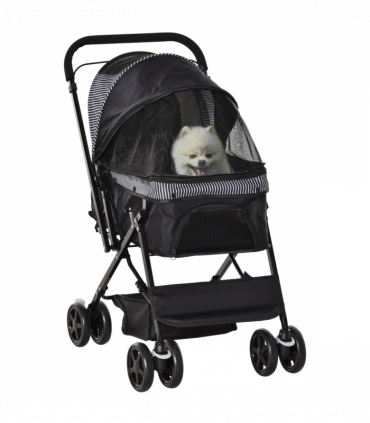 Pet Stroller Dog Foldable Travel Carriage with Reversible Handle, Black