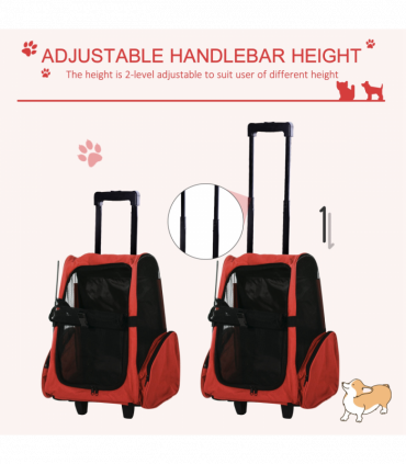 Pet Travel Backpack Bag Cat Puppy Dog Carrier w/ Trolley and Telescopic Handle