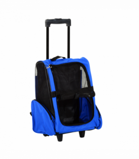 Pet Travel Backpack Bag Cat Puppy Dog Carrier w/ Trolley and Telescopic Wheel