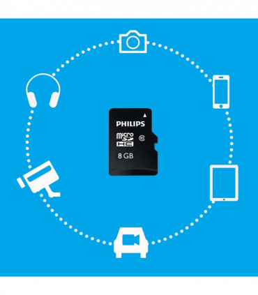 Philips Micro SDHC Class 10 Ultra Speed Memory Card with Adapter, 8 GB