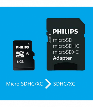 Philips Micro SDHC Class 10 Ultra Speed Memory Card with Adapter, 8 GB