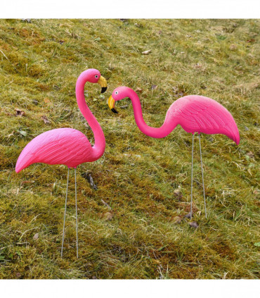 Pink Flamingo Free Standing Plastic Garden Ornament Pack Of 2 AS-28243