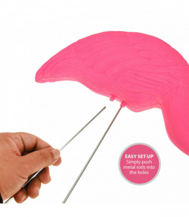 Pink Flamingo Free Standing Plastic Garden Ornament Pack Of 2 AS-28243