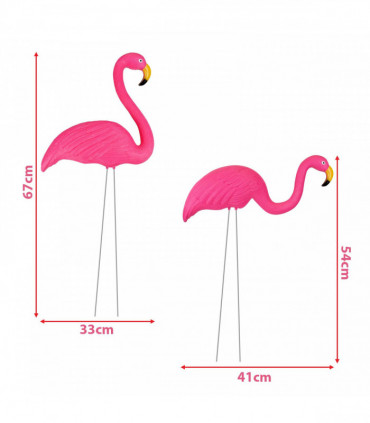 Pink Flamingo Free Standing Plastic Garden Ornament Pack Of 2 AS-28243