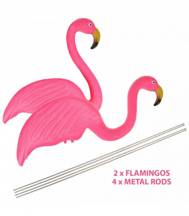 Pink Flamingo Free Standing Plastic Garden Ornament Pack Of 2 AS-28243