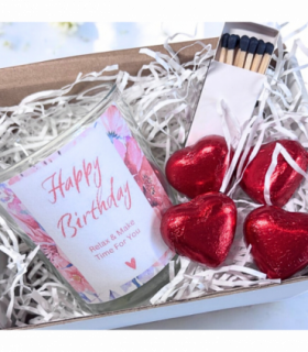 Pink Happy Birthday Candle Gift Set | Birthday Gift Box For Her | Personalised Birthday Gift | Birthday Gift Hamper | Sisters Birthday Gift