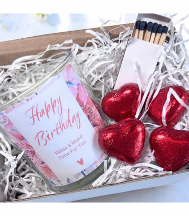 Pink Happy Birthday Candle Gift Set | Birthday Gift Box For Her | Personalised Birthday Gift | Birthday Gift Hamper | Sisters Birthday Gift