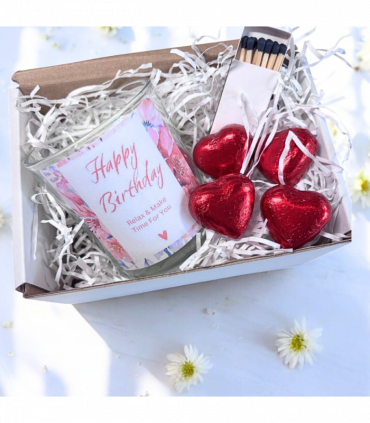Pink Happy Birthday Candle Gift Set | Birthday Gift Box For Her | Personalised Birthday Gift | Birthday Gift Hamper | Sisters Birthday Gift