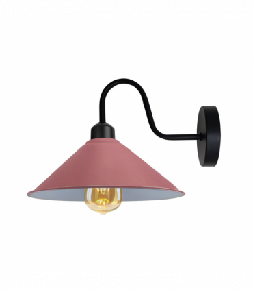 Pink Wall Light Fixture,Black Wall Sconce E27 Base Socket Screw Type Wall Mounted Swan Neck Cone Shape Shade