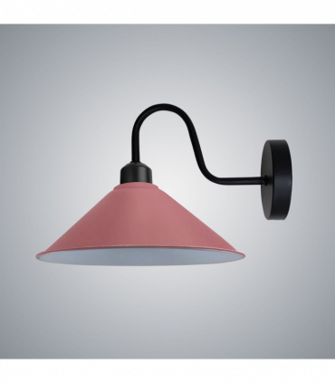 Pink Wall Light Fixture,Black Wall Sconce E27 Base Socket Screw Type Wall Mounted Swan Neck Cone Shape Shade