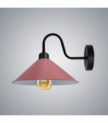 Pink Wall Light Fixture,Black Wall Sconce E27 Base Socket Screw Type Wall Mounted Swan Neck Cone Shape Shade