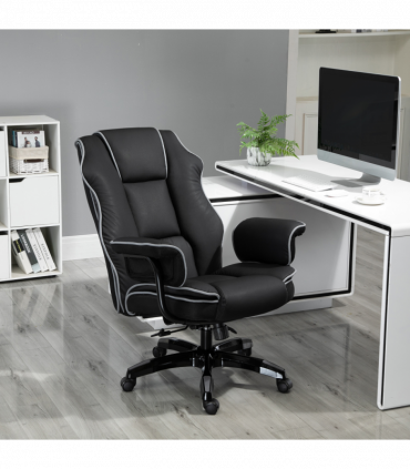 Piped PU Leather Padded High-Back Computer Office Gaming Chair Black Vinsetto