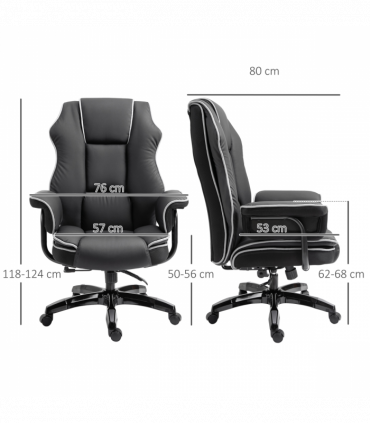 Piped PU Leather Padded High-Back Computer Office Gaming Chair Black Vinsetto