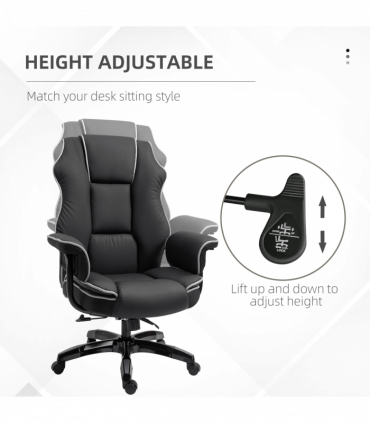 Piped PU Leather Padded High-Back Computer Office Gaming Chair Black Vinsetto