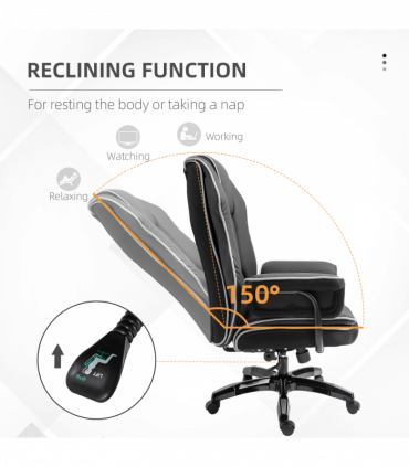 Piped PU Leather Padded High-Back Computer Office Gaming Chair Black Vinsetto