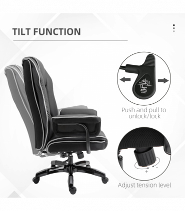 Piped PU Leather Padded High-Back Computer Office Gaming Chair Black Vinsetto