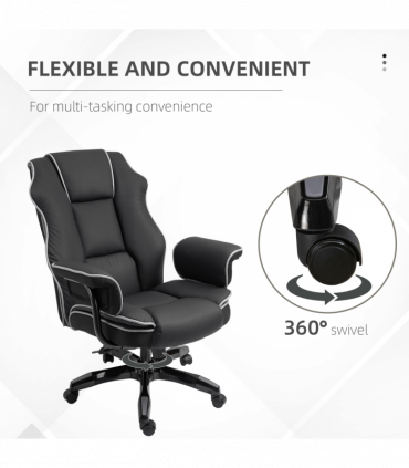 Piped PU Leather Padded High-Back Computer Office Gaming Chair Black Vinsetto