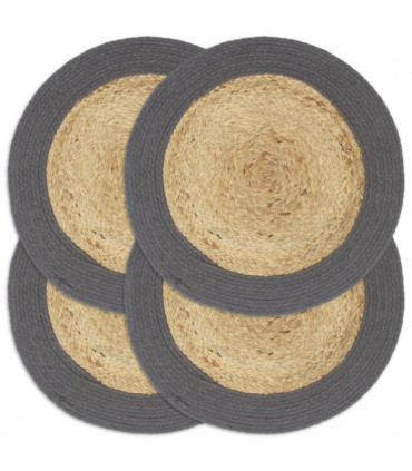 Placemats 4 pcs Natural and Anthracite 38 cm Jute and Cotton