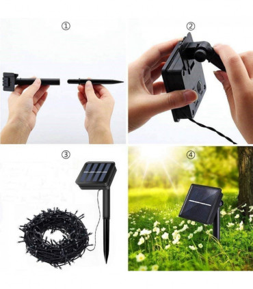 Planet Solar 100 LED White Outdoor String Solar Powered Fairy Lights