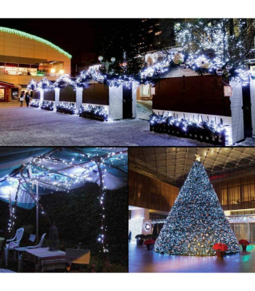 Planet Solar 100 LED White Outdoor String Solar Powered Fairy Lights