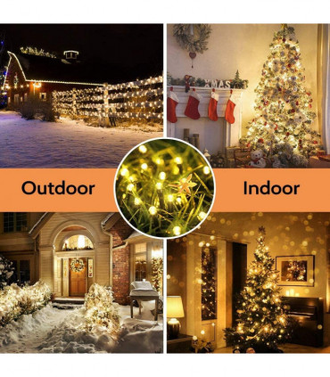 Planet Solar 200 Warm White Outdoor String Solar Powered Fairy Lights 20m