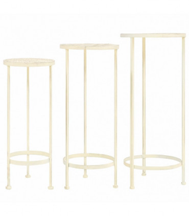Plant Stand Set 3 Pieces Vintage Style Metal Antique White