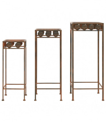 Plant Stand Set 3 Pieces Vintage Style Metal Rusty