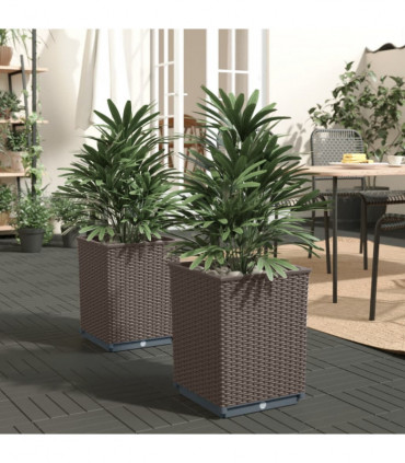 vidaXL Planters 2 pcs Brown 30x30x37 cm Polypropylene