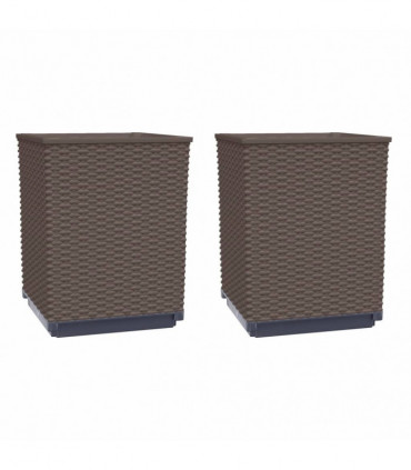 vidaXL Planters 2 pcs Brown 30x30x37 cm Polypropylene