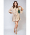 Pleated Tie Waist Mini Dress