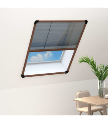Plisse Insect Screen for Windows Aluminium Brown 80x100 cm