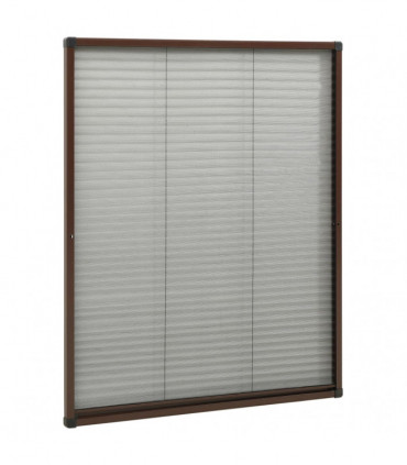 Plisse Insect Screen for Windows Aluminium Brown 80x100 cm