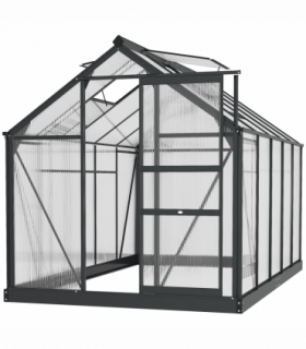Polycarbonate Walk-In Garden Greenhouse Aluminium Frame w/ Slide Door 6 x 10ft