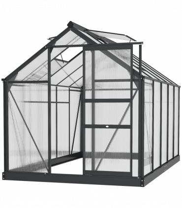 Polycarbonate Walk-In Garden Greenhouse Aluminium Frame w/ Slide Door 6 x 10ft