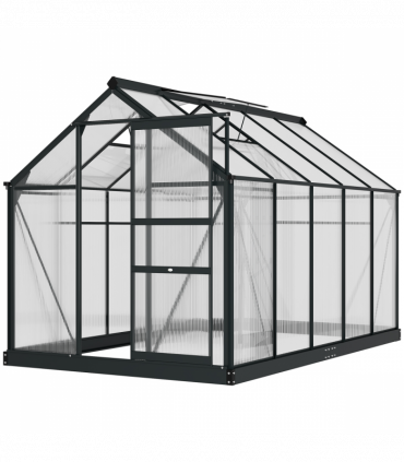 Polycarbonate Walk-In Garden Greenhouse Aluminium Frame w/ Slide Door 6 x 10ft