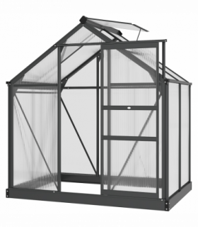 Polycarbonate Walk-In Garden Greenhouse Aluminium Frame w/ Slide Door 6 x 4ft