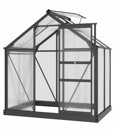 Polycarbonate Walk-In Garden Greenhouse Aluminium Frame w/ Slide Door 6 x 4ft