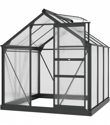 Polycarbonate Walk-In Garden Greenhouse Aluminium Frame w/ Slide Door 6 x 6ft