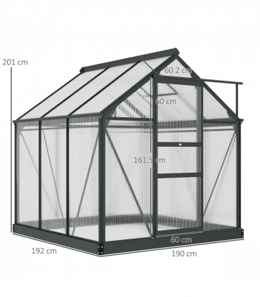 Polycarbonate Walk-In Garden Greenhouse Aluminium Frame w/ Slide Door 6 x 6ft