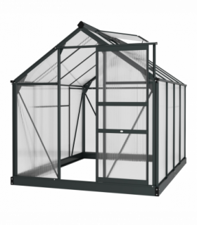 Polycarbonate Walk-In Garden Greenhouse Aluminium Frame w/ Slide Door 6 x 8ft