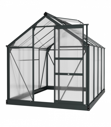 Polycarbonate Walk-In Garden Greenhouse Aluminium Frame w/ Slide Door 6 x 8ft