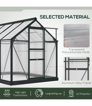Polycarbonate Walk-In Garden Greenhouse Aluminium Frame w/ Slide Door 6 x 8ft
