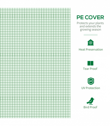 Polytunnel Greenhouse for Garden W/ Mesh Window and Steel Frame, 1.8 x 1.8 x 2 m