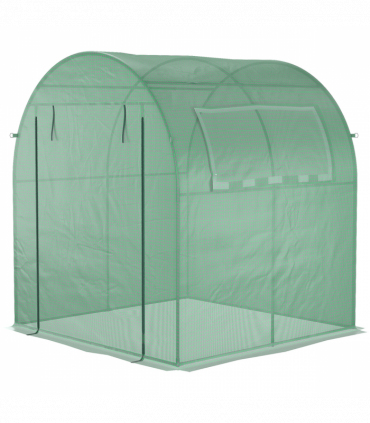 Polytunnel Greenhouse for Garden W/ Mesh Window and Steel Frame, 1.8 x 1.8 x 2 m