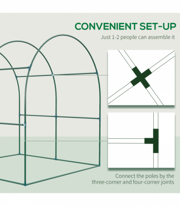 Polytunnel Greenhouse for Garden W/ Mesh Window and Steel Frame, 1.8 x 1.8 x 2 m