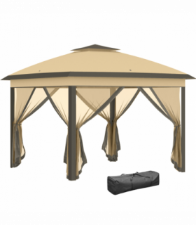 Pop Up Gazebo Height Adjustable Canopy Tent w/ Carrying Bag, Beige