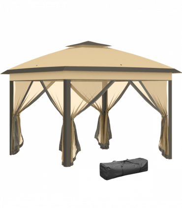 Pop Up Gazebo Height Adjustable Canopy Tent w/ Carrying Bag, Beige